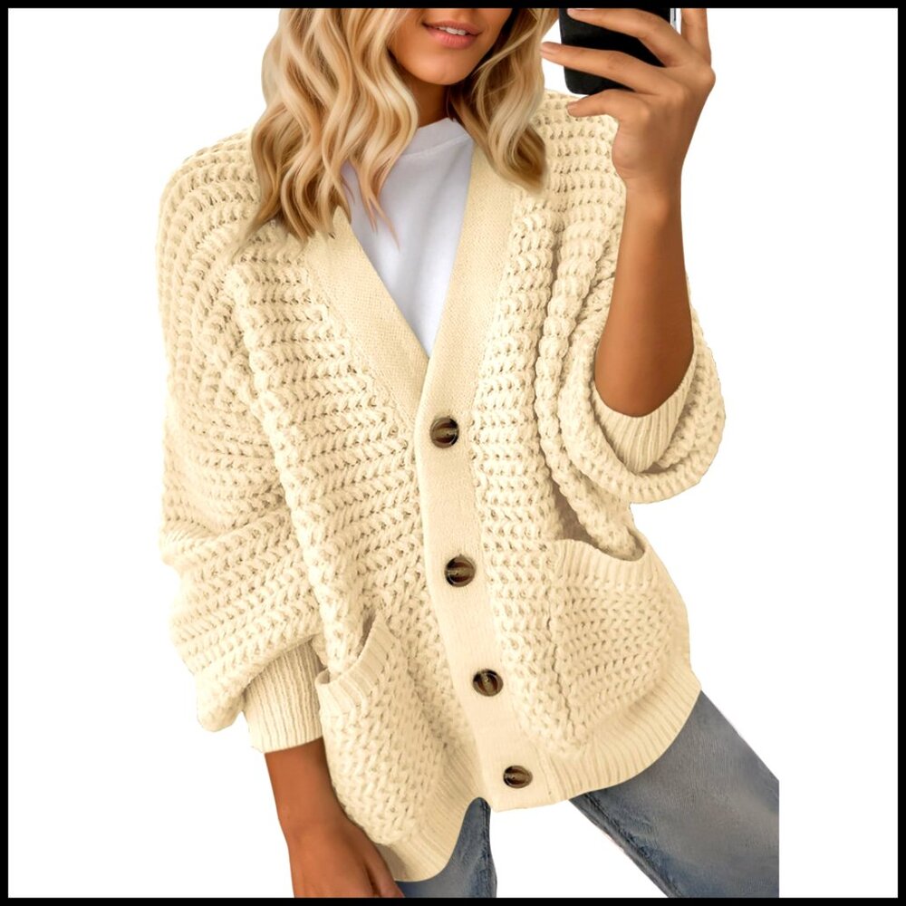 Long Sleeve Open Front Chunky Knit Cardigan Sweater Coat